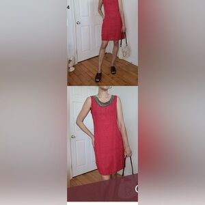 Linen Red Sleeveless Dress